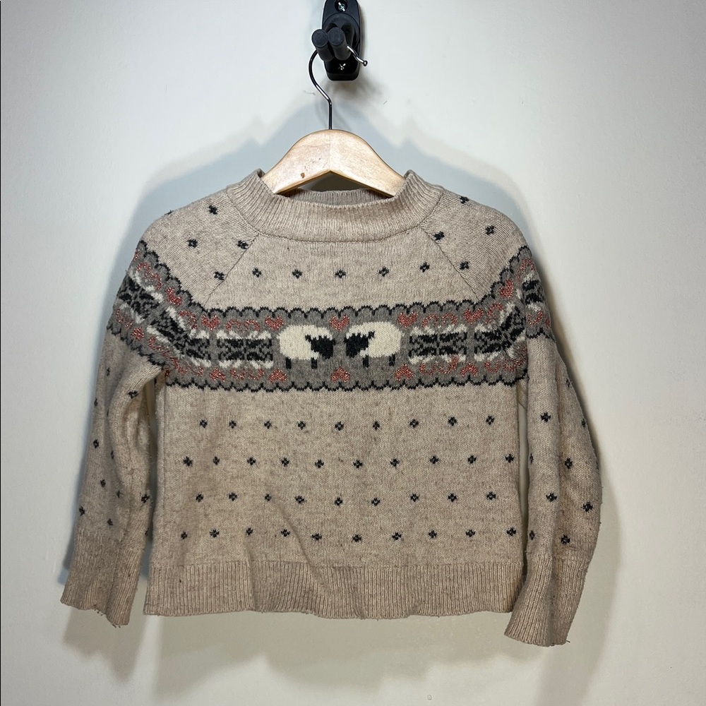 Crewcuts Sheep Lamb Cotton Cream Knit Sweater